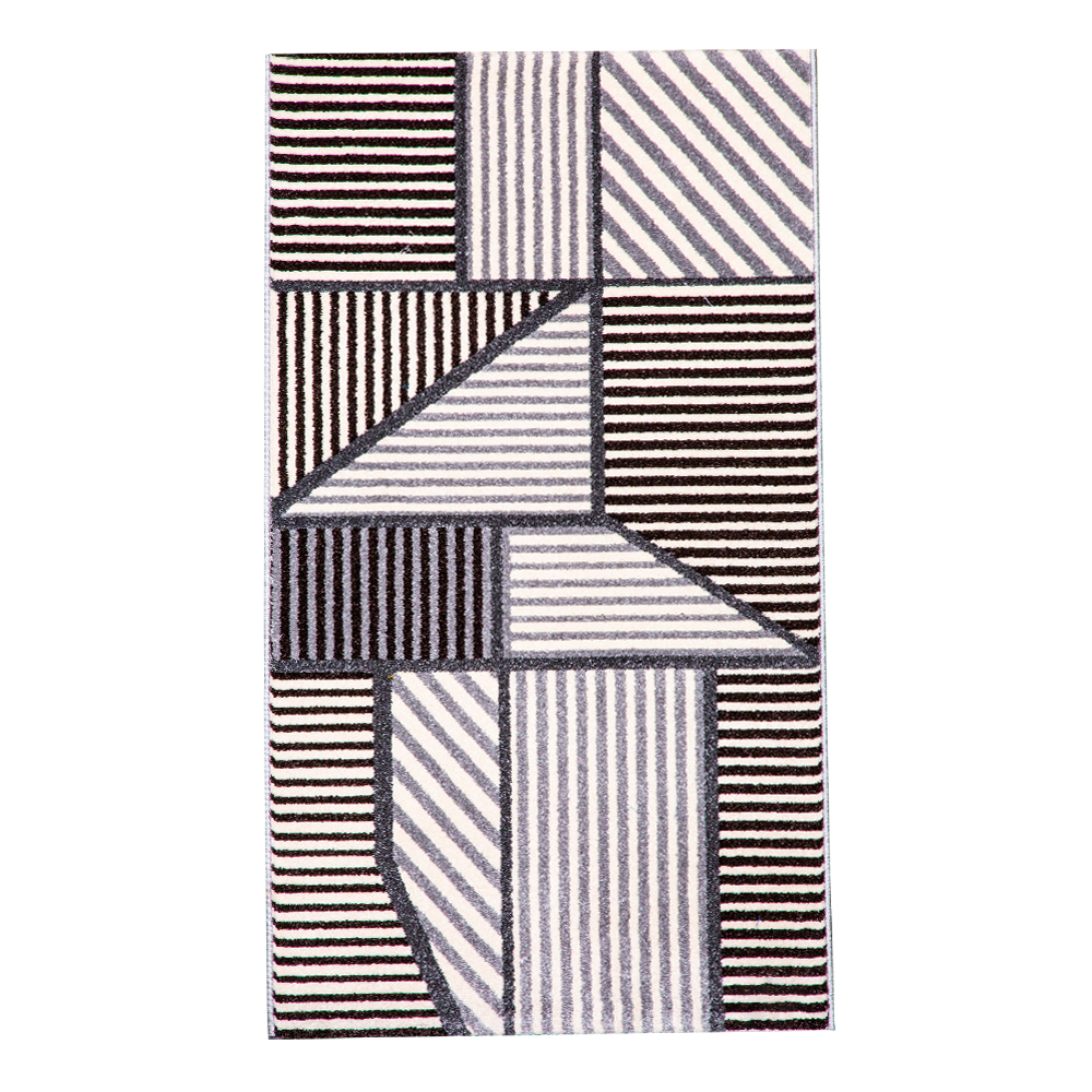 Universal: Delta Geometric Striped Pattern Carpet Rug; (160×230)cm, Black/Grey 1