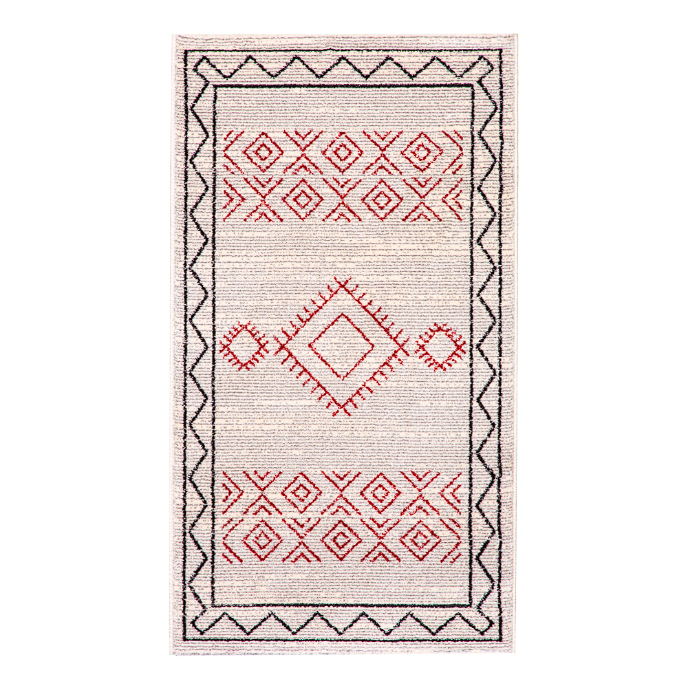 Universal: Delta Moroccan Diamond Pattern Carpet Rug; (160×230)cm, Grey/Maroon 1