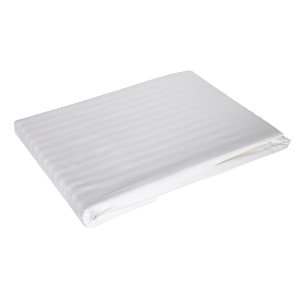 Domus: Single Flat Bed Sheet 1Pc; 1cm Striped (180×280)cm, White 1