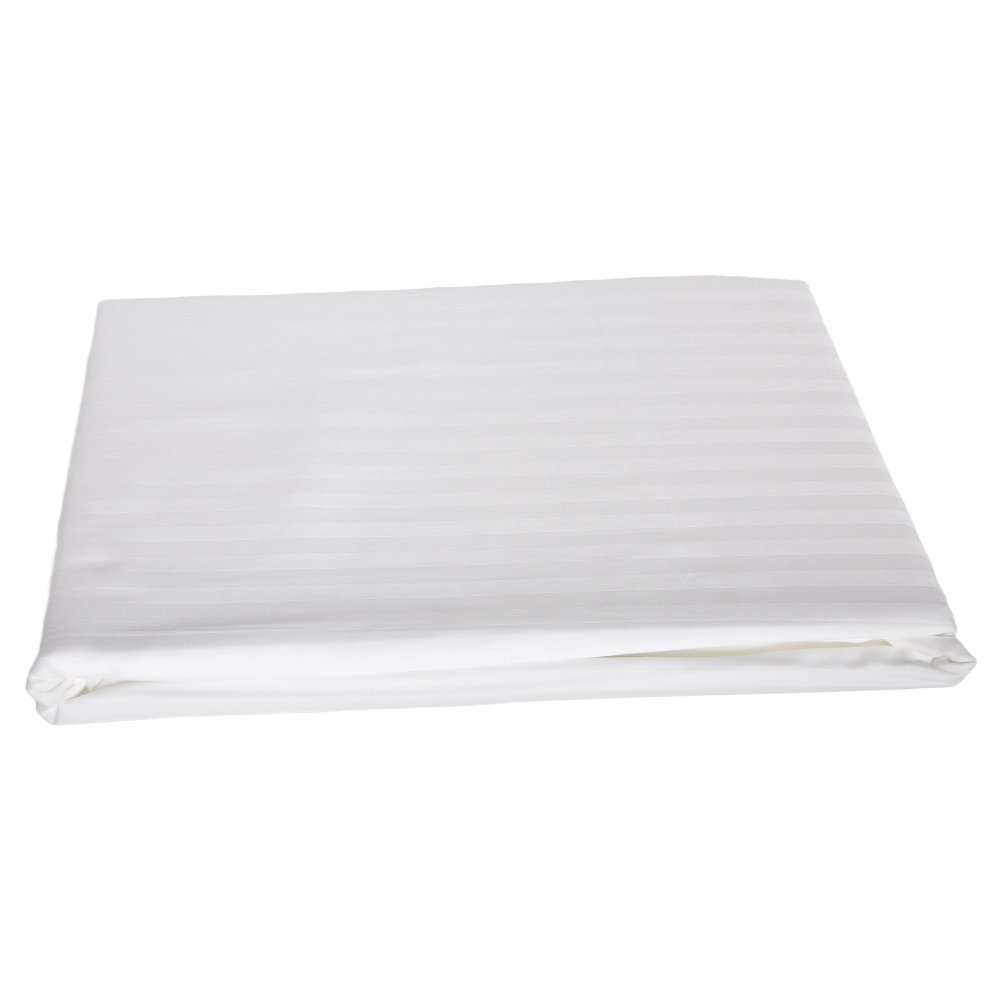 Domus: Single Flat Bed Sheet 1Pc; 1cm Striped (180x280)cm, White