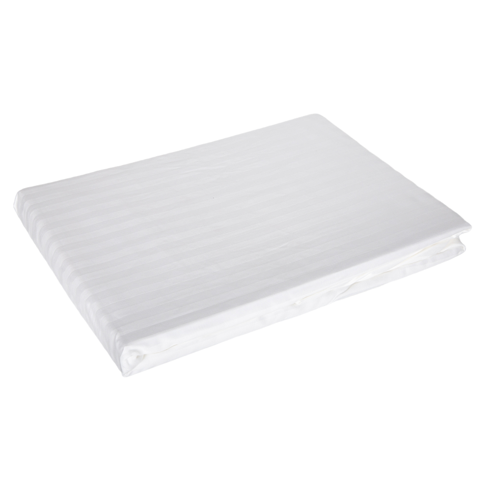 Domus: Single Flat Bed Sheet 1Pc; 1cm Striped (90×200+30)cm, White 1
