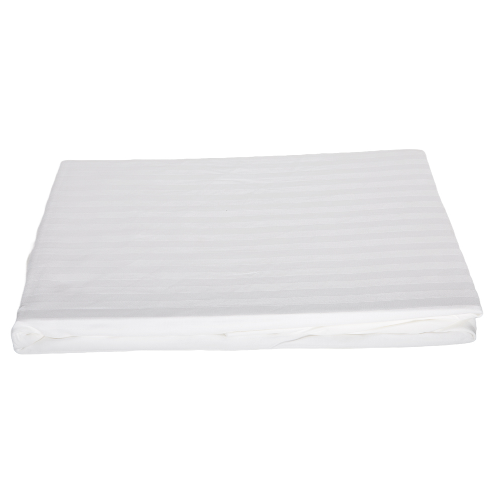 Domus: Single Flat Bed Sheet 1Pc; 1cm Striped (90x200+30)cm, White