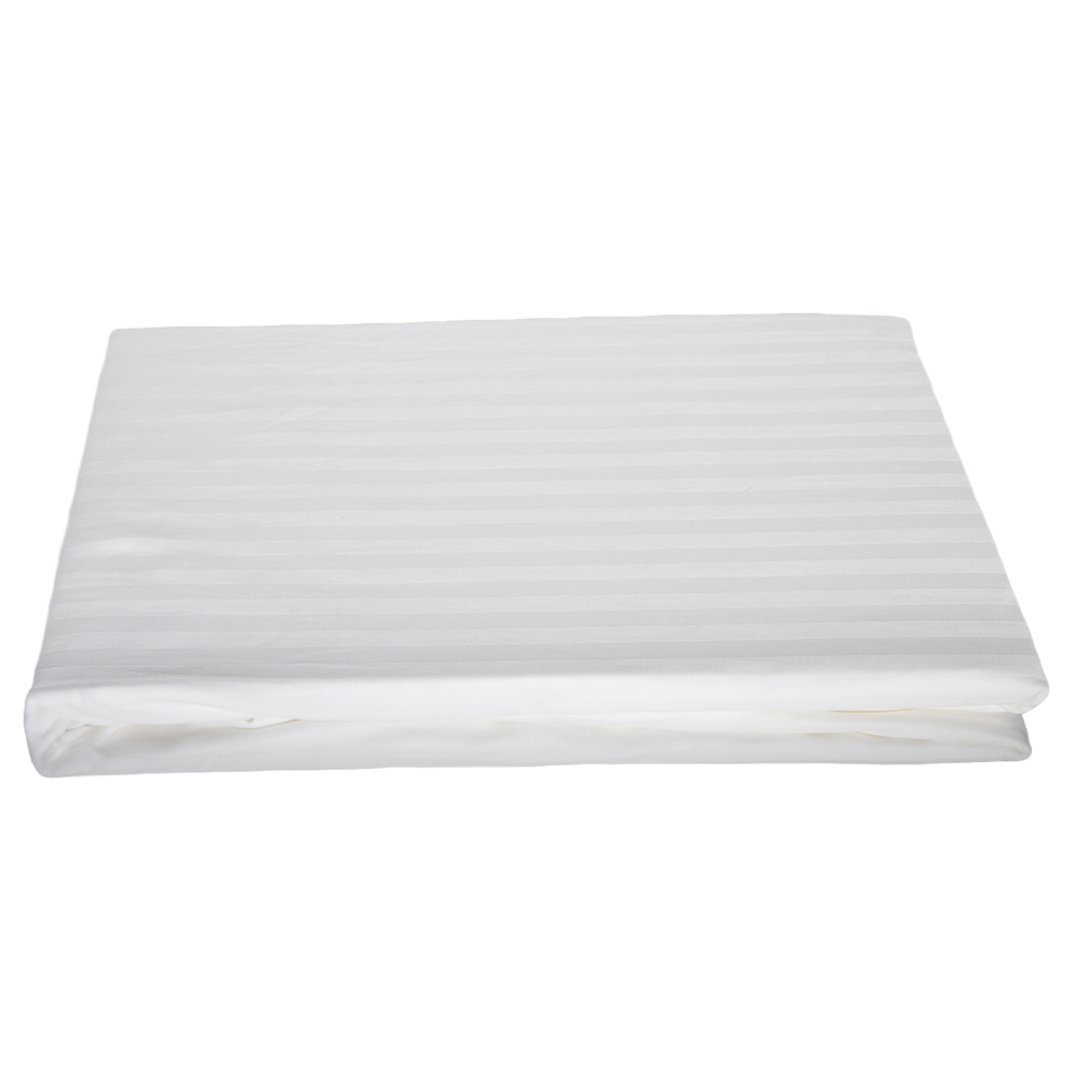 Domus: King Fitted Bed Sheet, 1pc: 1cm Striped; (150x200+30)cm, White
