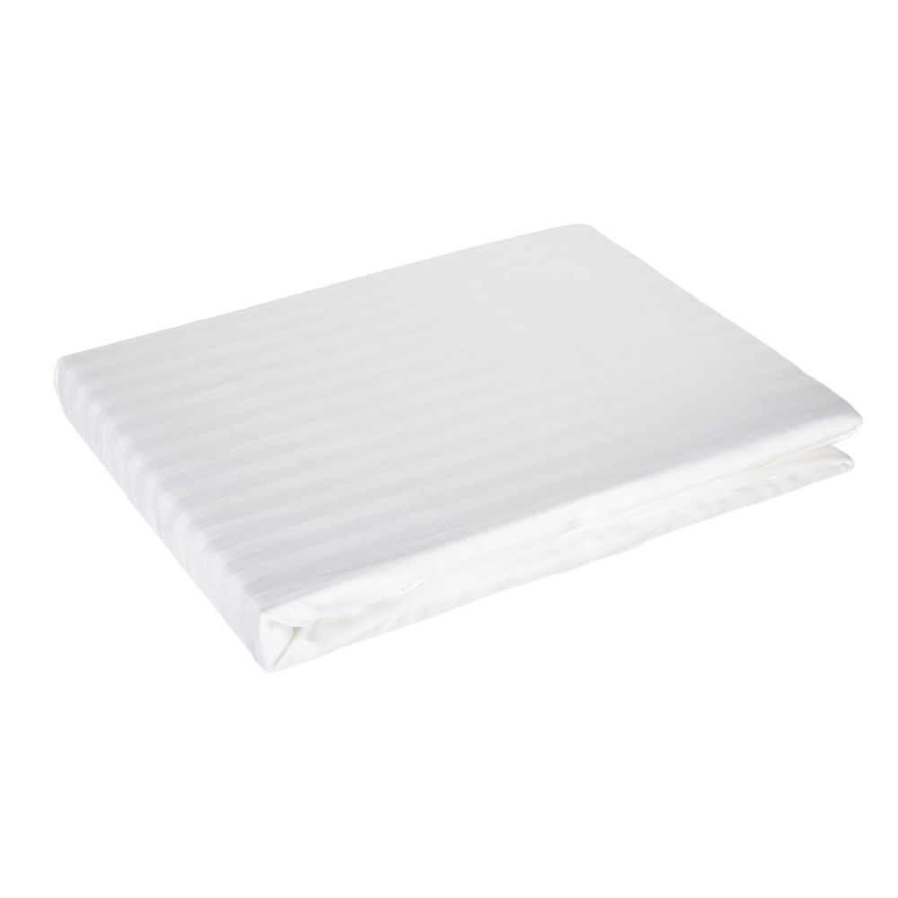 Domus: Super King Flat Bed Sheet, 1pc: 1cm Striped; (275×285)cm, White 1