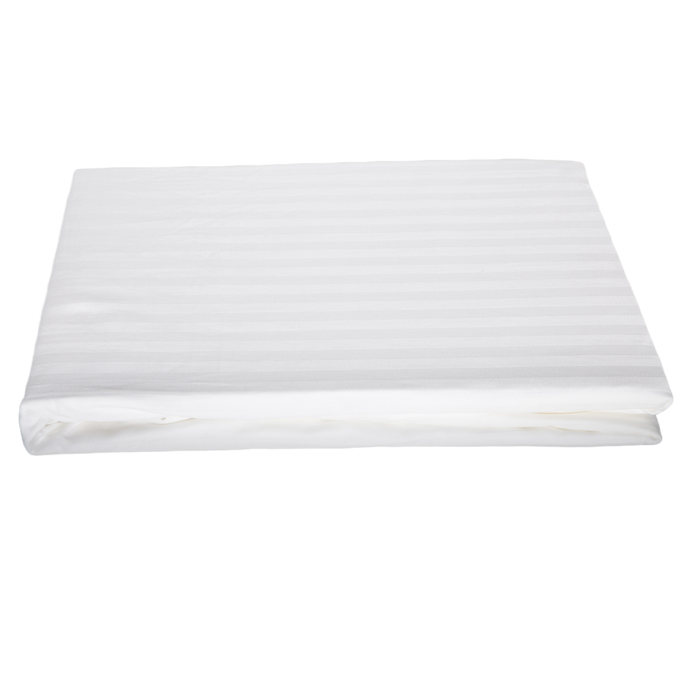 Domus: Super King Flat Bed Sheet, 1pc: 1cm Striped; (275x285)cm, White