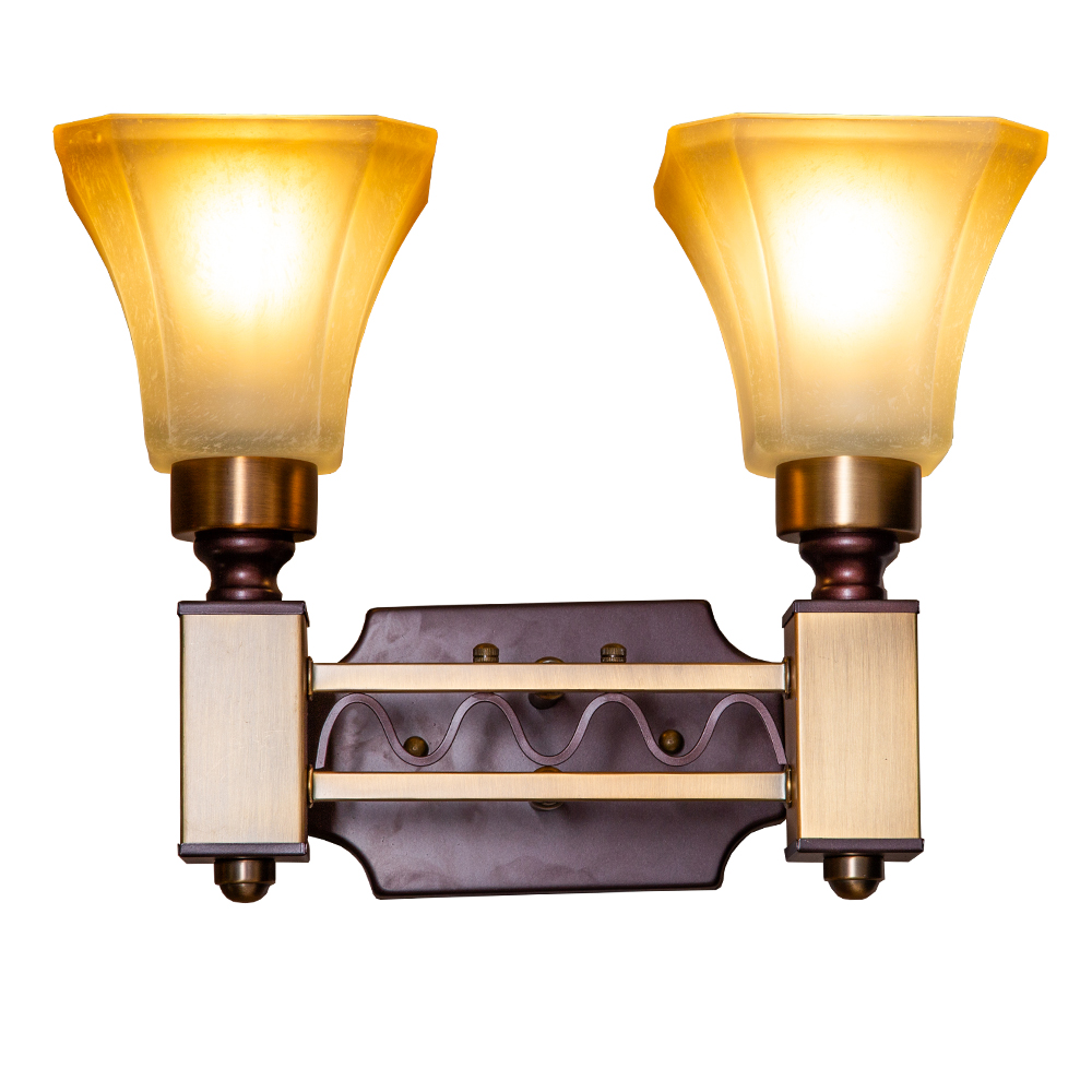 Square Coppery Iron Wall Lamp: 2xE27, (40x30x19)cm