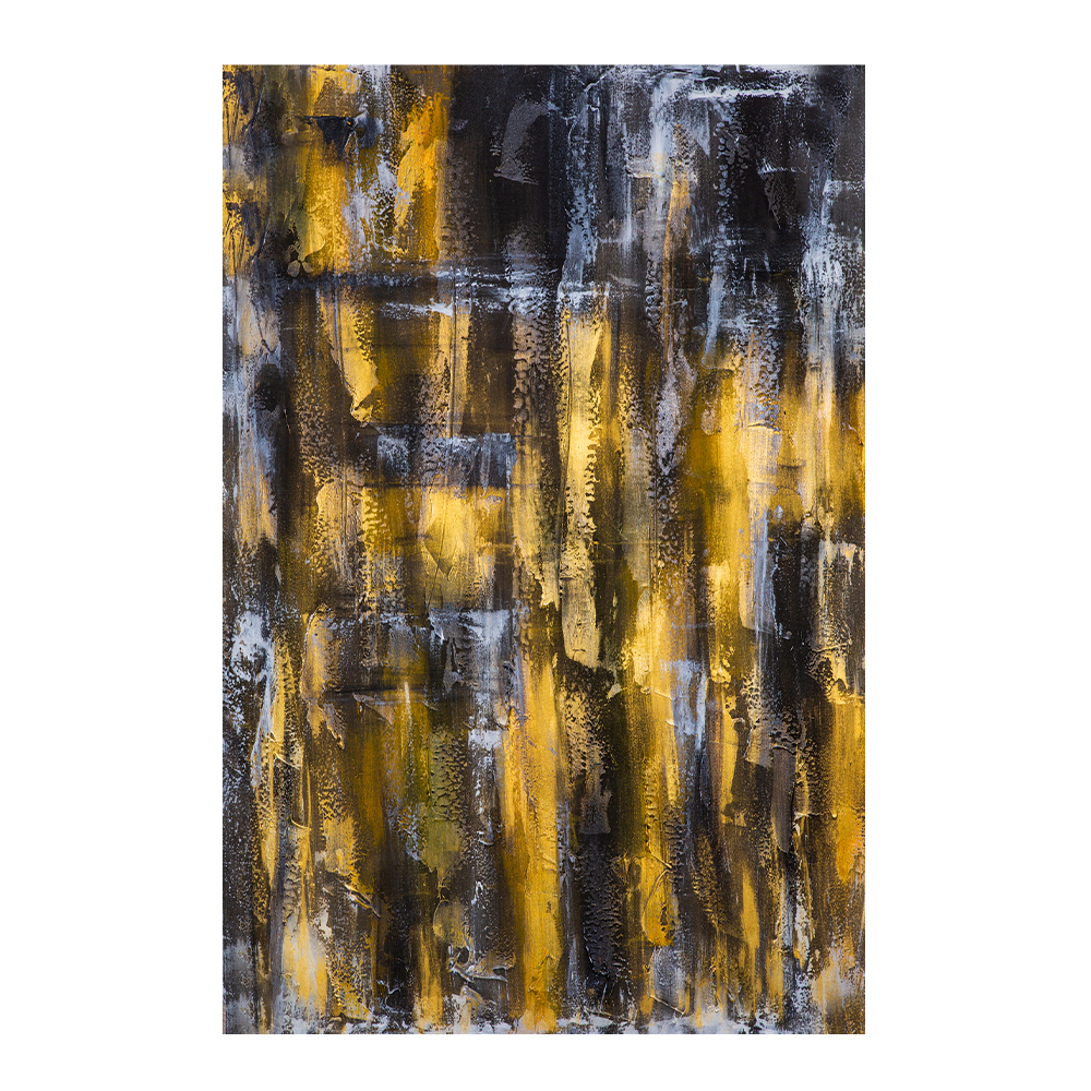 Oil Painting: Abstract; (100x150x4)cm, Grey/Yellow 1