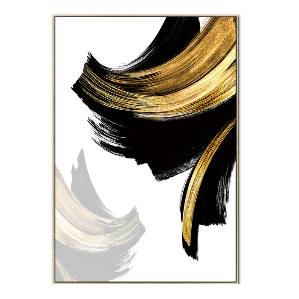Canvas Abstract Painting; (120×80)cm, Black/Gold 1