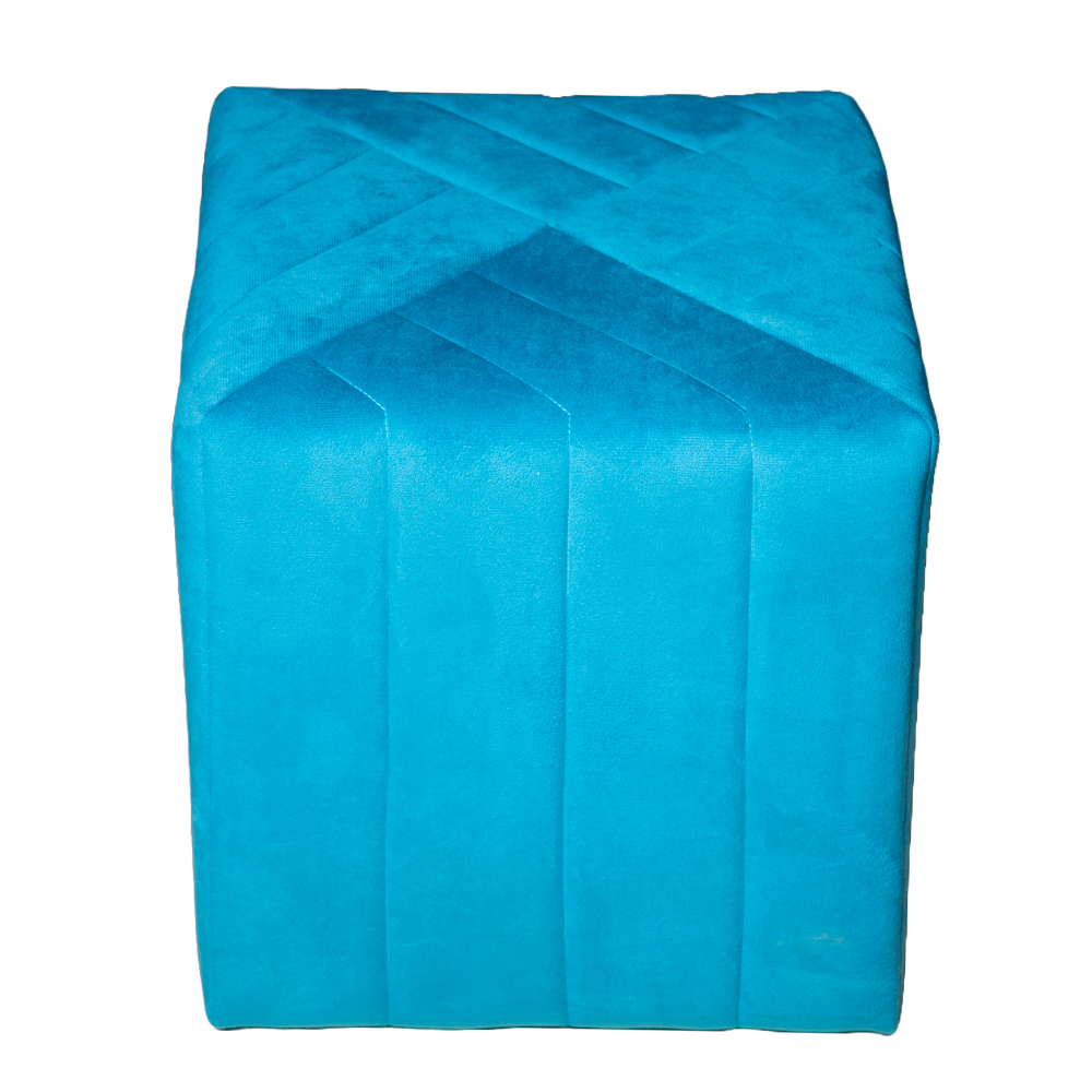 Leisure Square Fabric Pouf, Blue 1