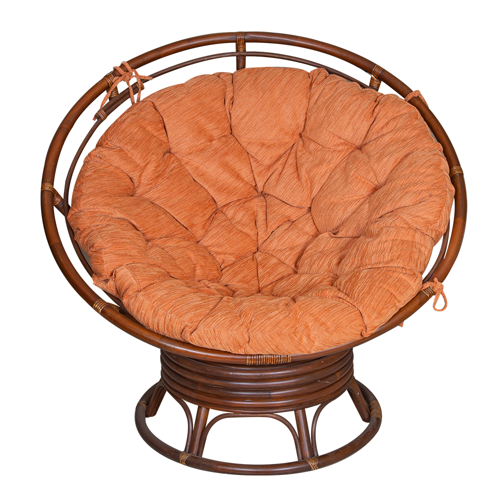 Rattan Furniture: Swivel Rocker Papasan Chair, Pecan Black 1