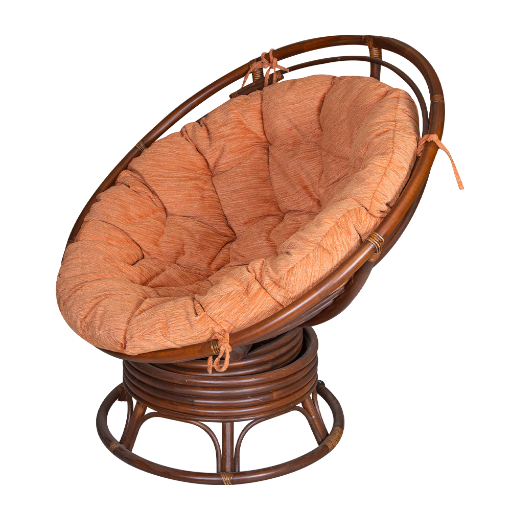 Rattan Furniture: Swivel Rocker Papasan Chair, Pecan Black