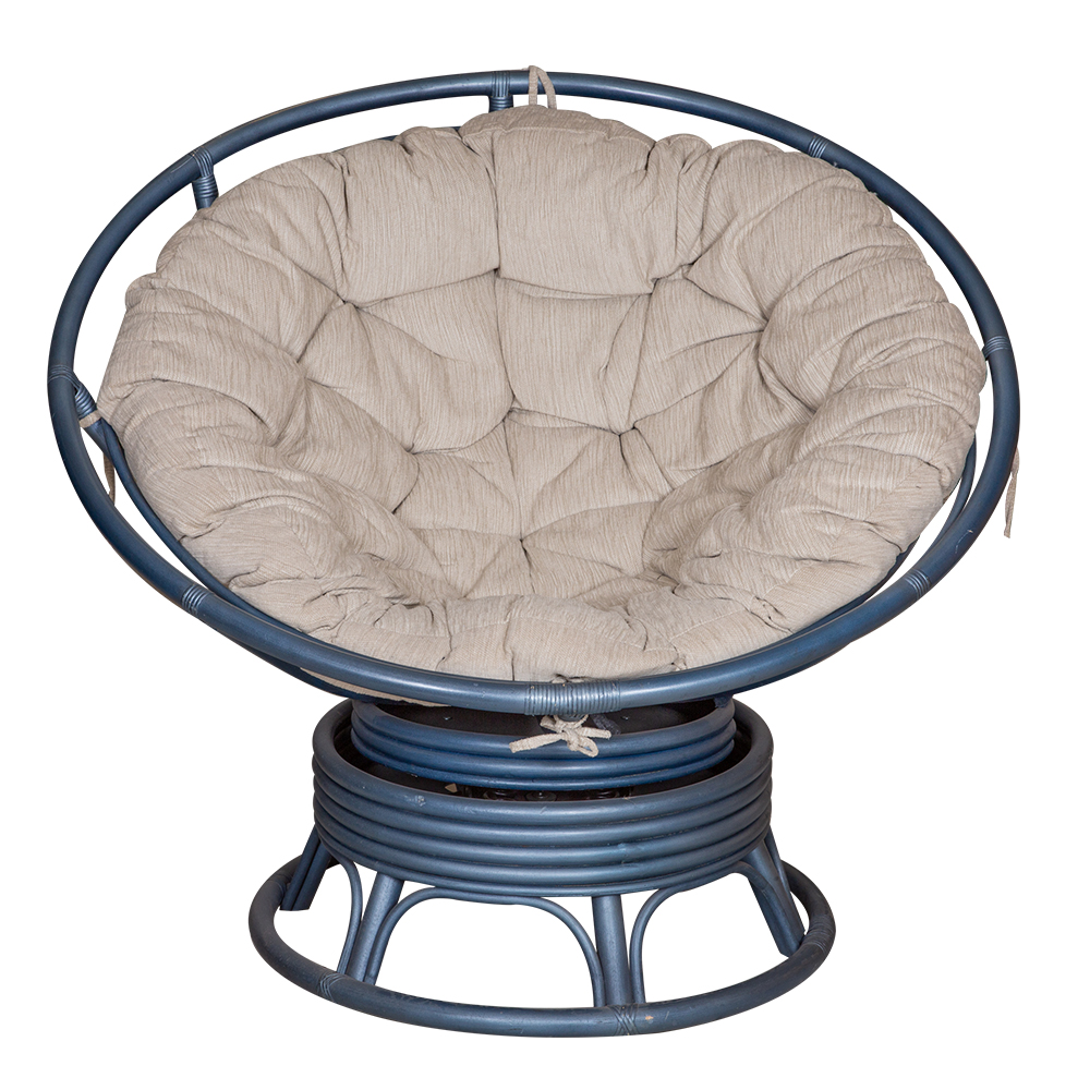 Rattan Furniture: Swivel Rocker Papasan Chair, Serenity Blue 1