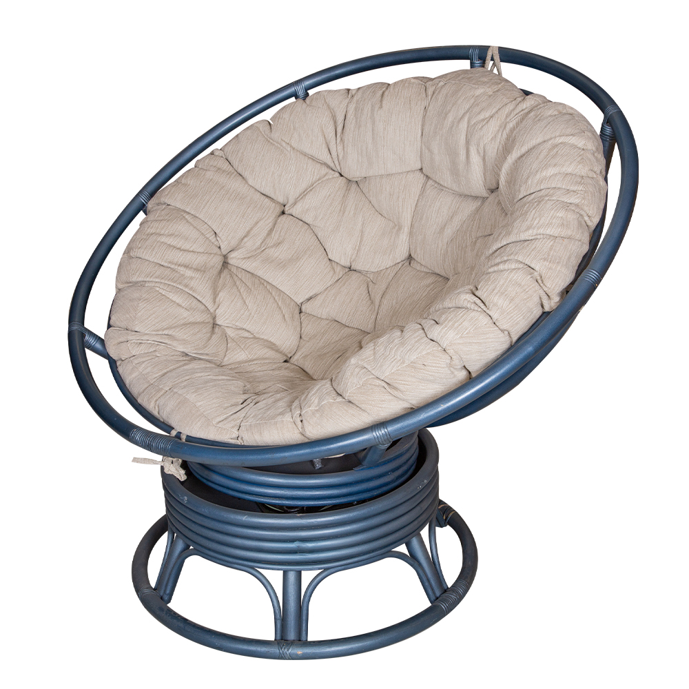 Rattan Furniture: Swivel Rocker Papasan Chair, Serenity Blue