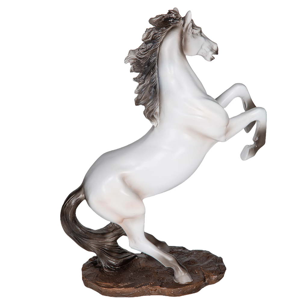 Steedy Horse Sculpture; (25.5x11x36)cm, White/Black