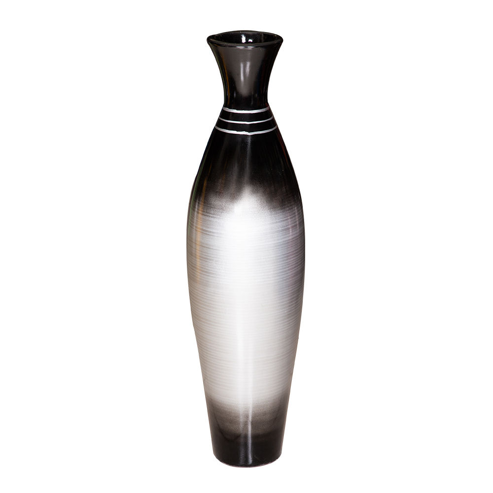 Decorative Slim Vase; (100x27x27)cm, Silver/Black 1