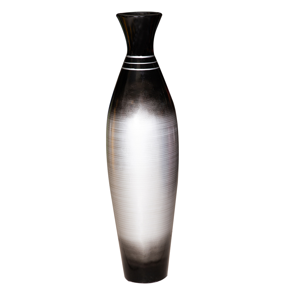Decorative Slim Vase; (100x27x27)cm, Silver/Black