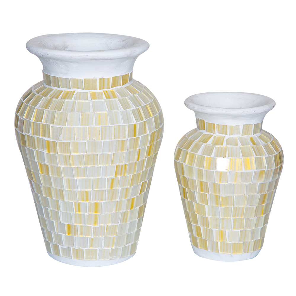 Mosaic Design Vase Set; 2pcs, White
