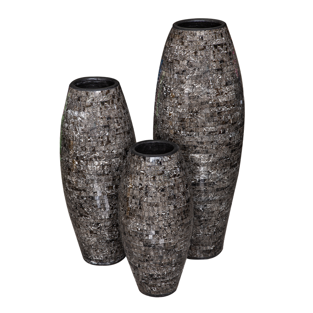 Guci Kendang Vase Set; 3pcs, Black 1