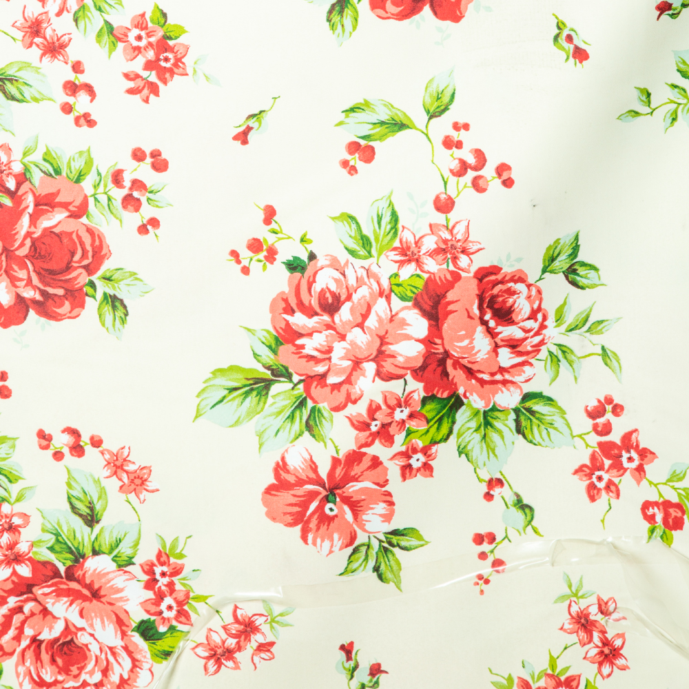 164-A032107/09: Furnishing Fabric Floral Pattern; 280cm, Cream 1