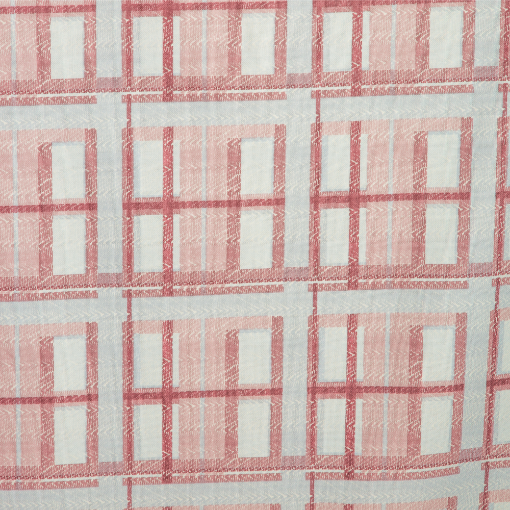 282-3022: Furnishing Fabric Plaid Pattern; 280cm, Cream/Red  1