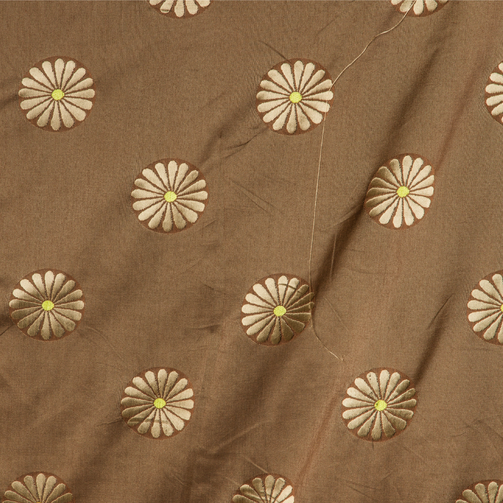 425-2466: Furnishing Fabric Floral Pattern; 300cm, Brown  1