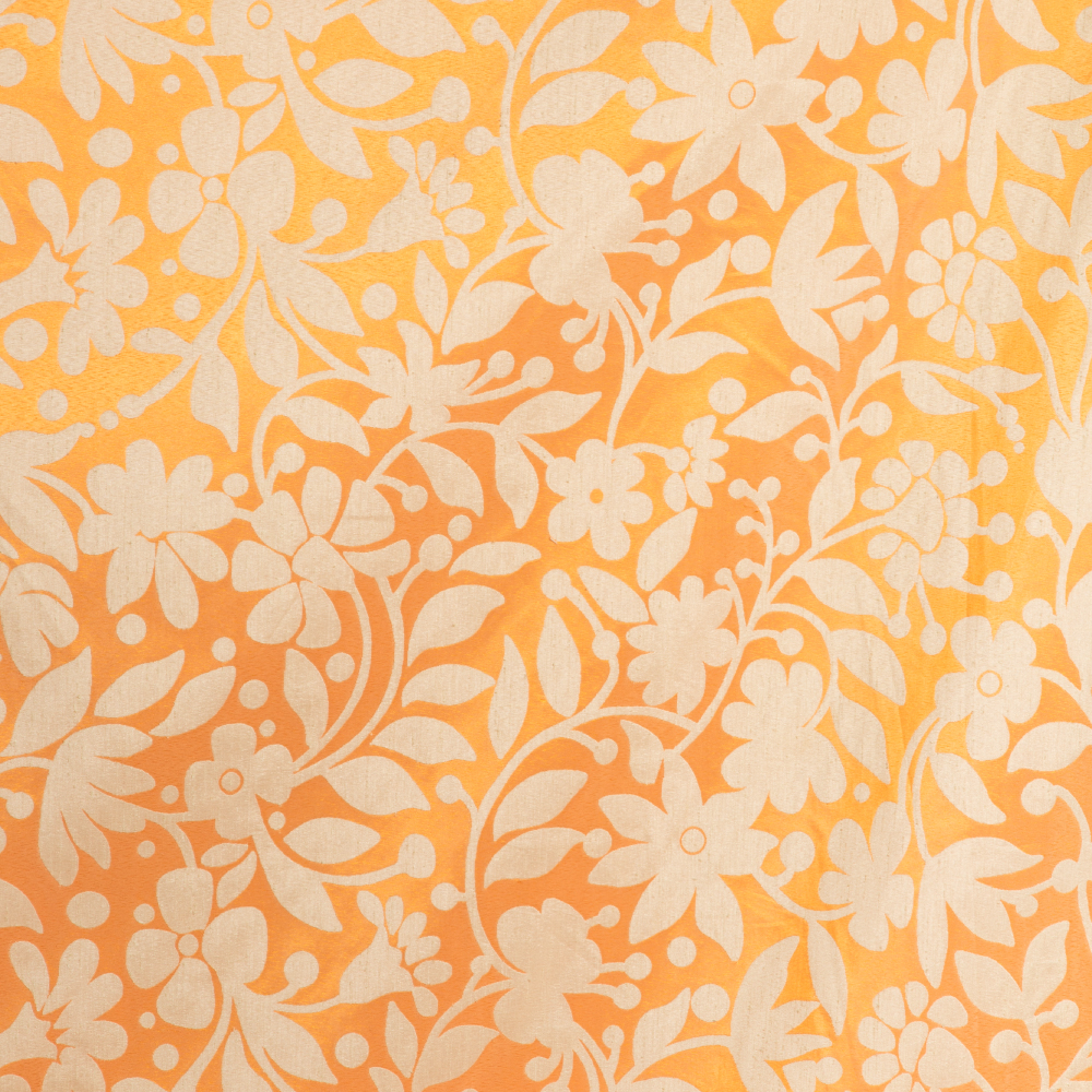 467-6013: Furnishing Fabric Floral Pattern; 300cm, White/Orange  1