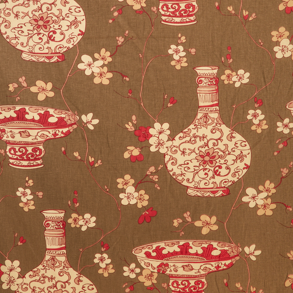 552-2483: Furnishing Fabric Floral Pattern; 300cm, Brown 1