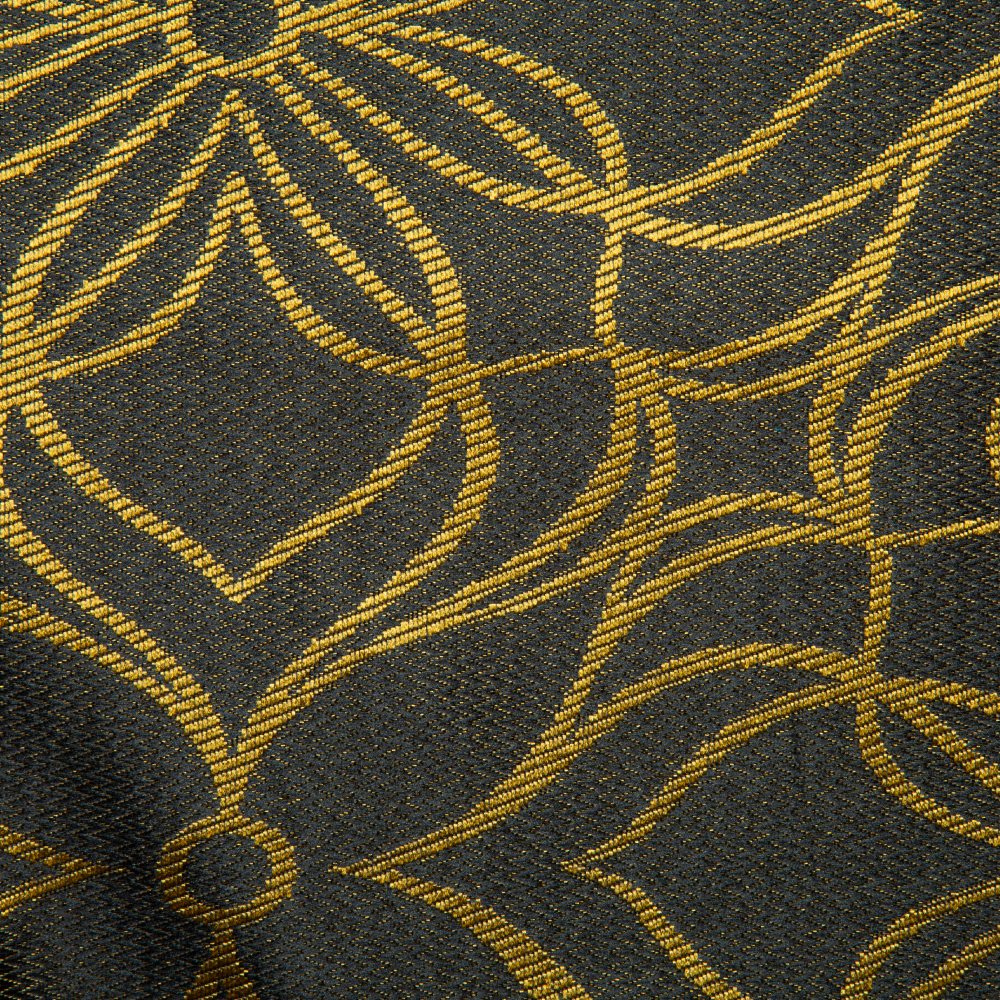 Delta Collection: Polyester Floral Patterned Jacquard Fabric; 220cm, Black/Gold 1
