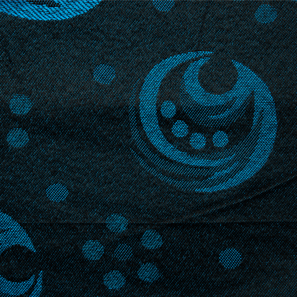 Delta Collection: Polyester Abstract Polka Dot Patterned Jacquard Fabric; 220cm, Black/Azure Blue 1