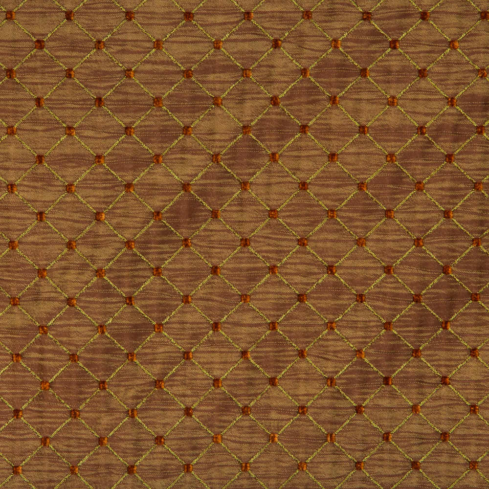 Fusion Collection: Diamond Patterned Polyester Upholstery Fabric; 140cm, Chestnut Brown 1