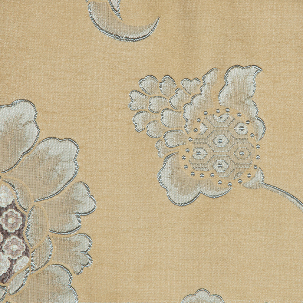 Fusion Collection: Floral Patterned Polyester Upholstery Fabric; 140cm, Tan Brown 1