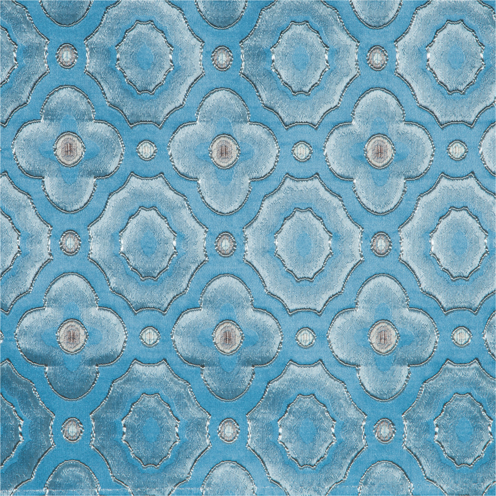 Fusion Collection: Intricate Patterned Polyester Upholstery Fabric; 140cm, Cyan Blue 1