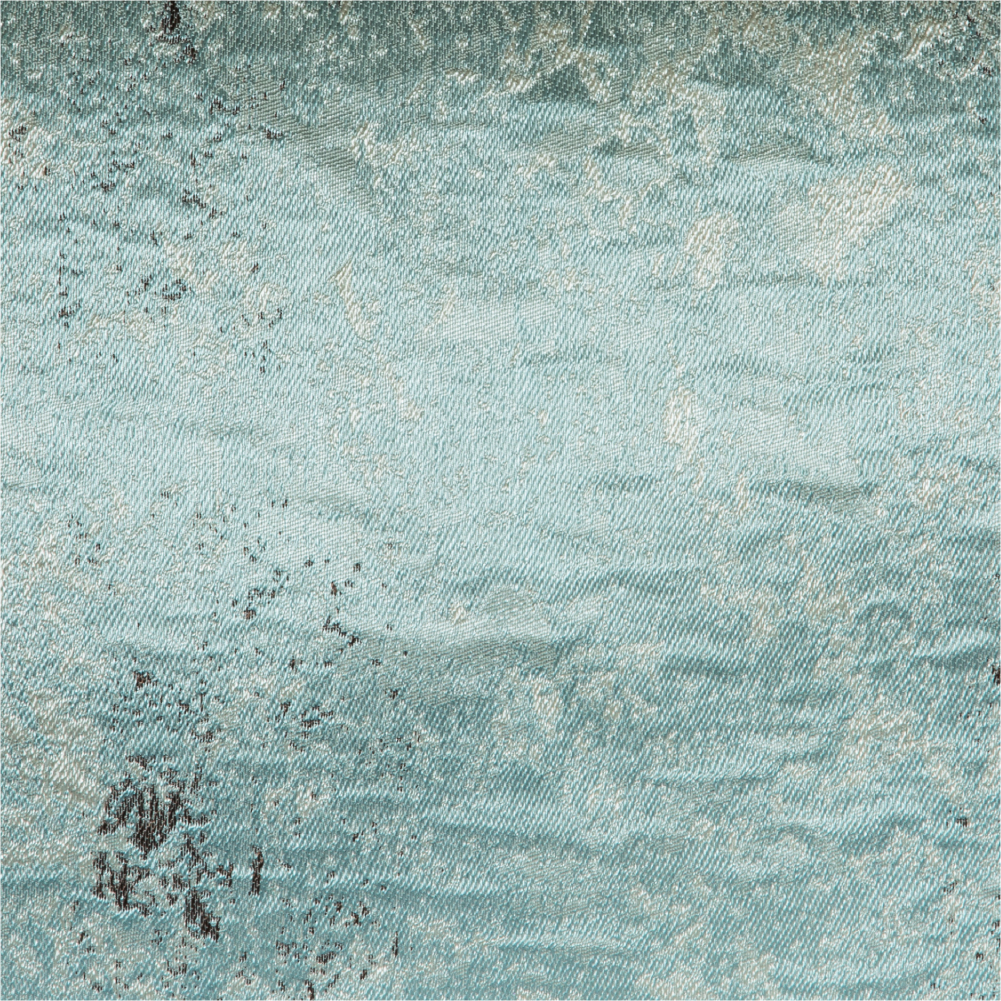 Fusion Collection: Textured Patterned Polyester Upholstery Fabric; 140cm, Cyan Blue/Beige 1