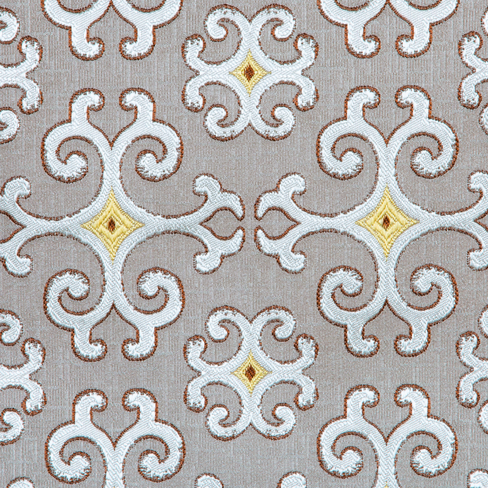 Fusion Collection: Trellis Patterned Polyester Upholstery Fabric; 140cm, Ash Grey/Gold 1
