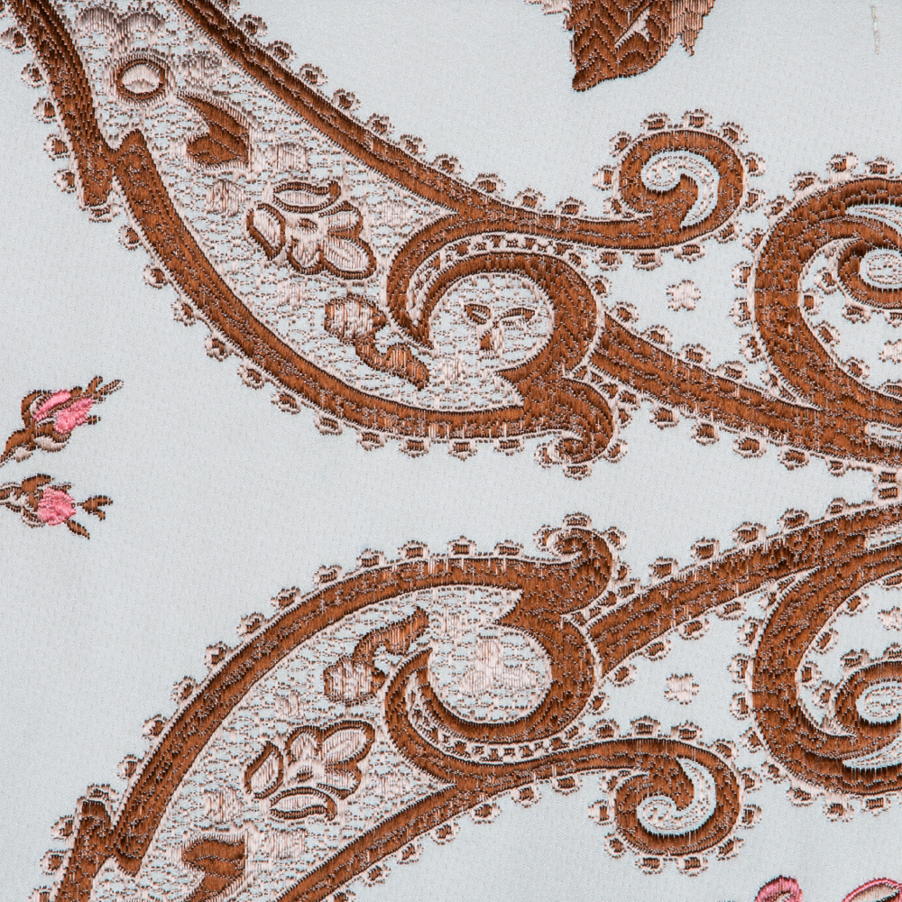 Fusion Collection: Damask Floral Patterned Polyester Upholstery Fabric; 140cm, Beige/Pink 1