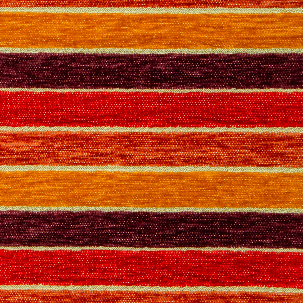 Santorini Collection: Stripe Pattern Polyester Upholstery Fabric; 140cm, Red/Orange/Purple 1