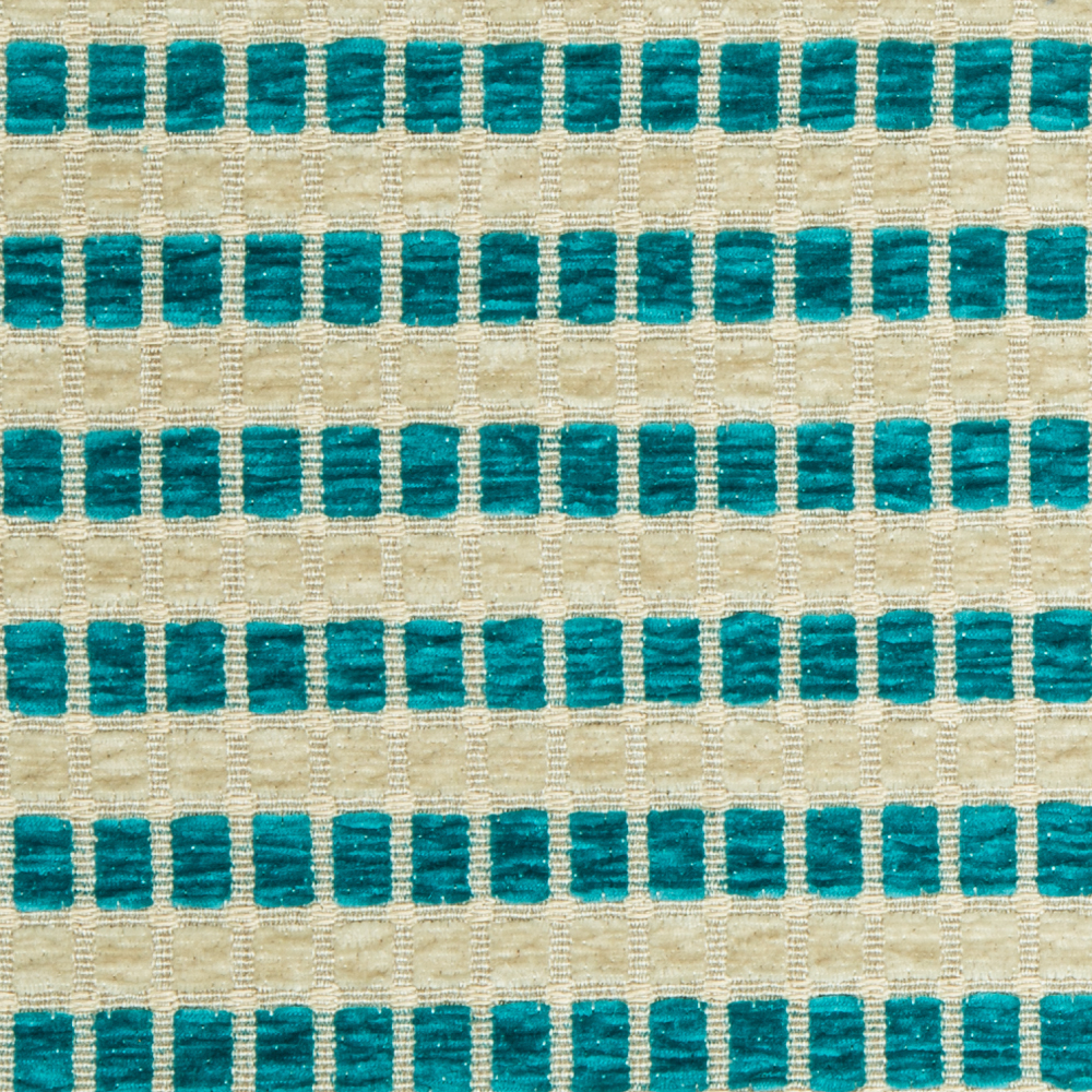 Santorini Collection: Checked Pattern Polyester Upholstery Fabric; 140cm, Blue 1