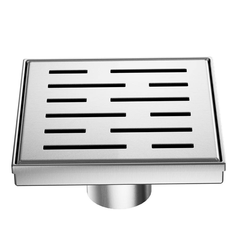 Tapis: Stainless Steel Square Shower Drain S01; 15cm, Brushed 1
