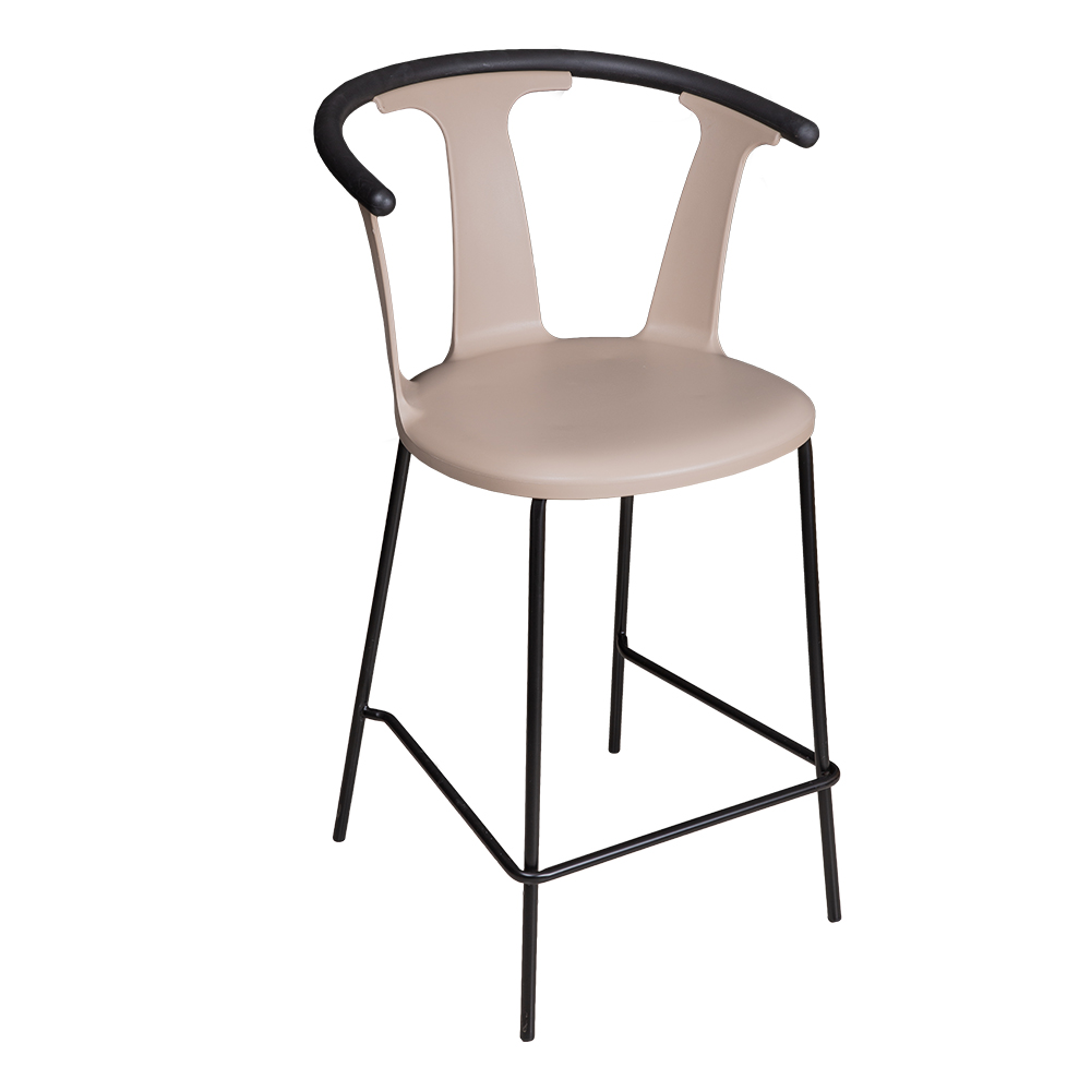High Bar Chair With Metal Legs; (88x56x56)cm, Beige