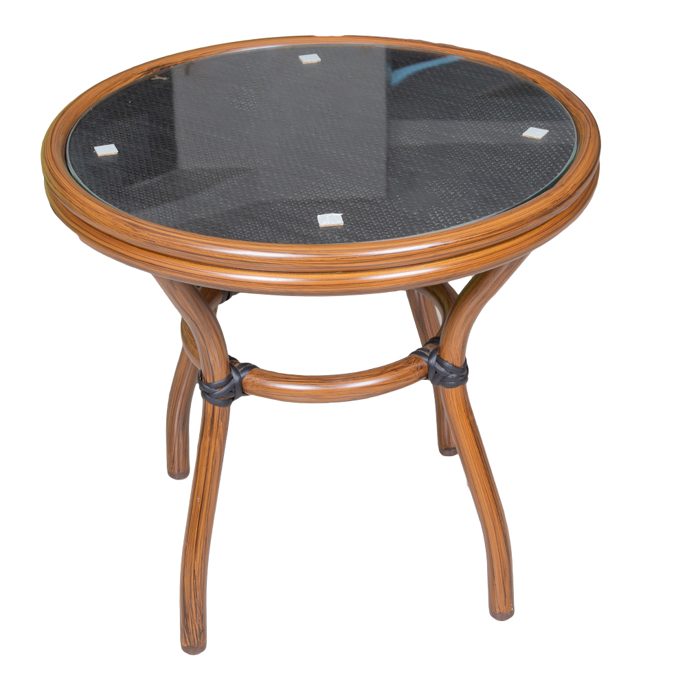 Champion: Round Coffee Table, Glass Top, Brown 1