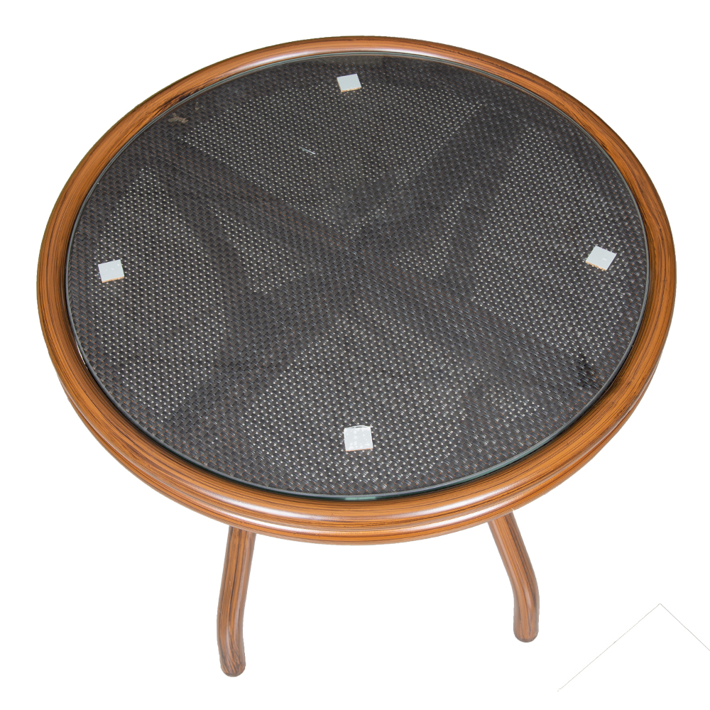 Champion: Round Coffee Table, Glass Top, Brown