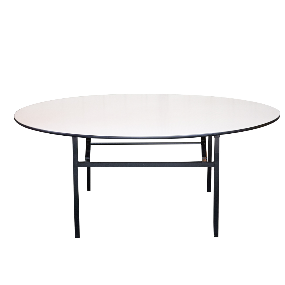 Round Banquet Table With Steel Legs- PVC Top; (180×76)cm 1