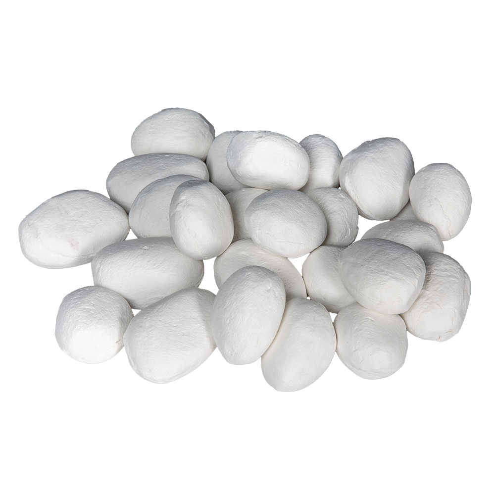 Oval Fireplace Pebbles, White 1