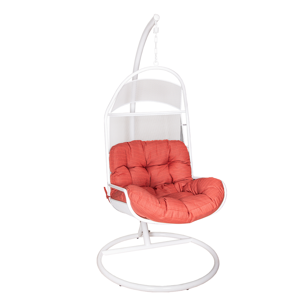 Garden Swing Basket + Steel Stand + Cushion; (79x75x123)cm, Red 1