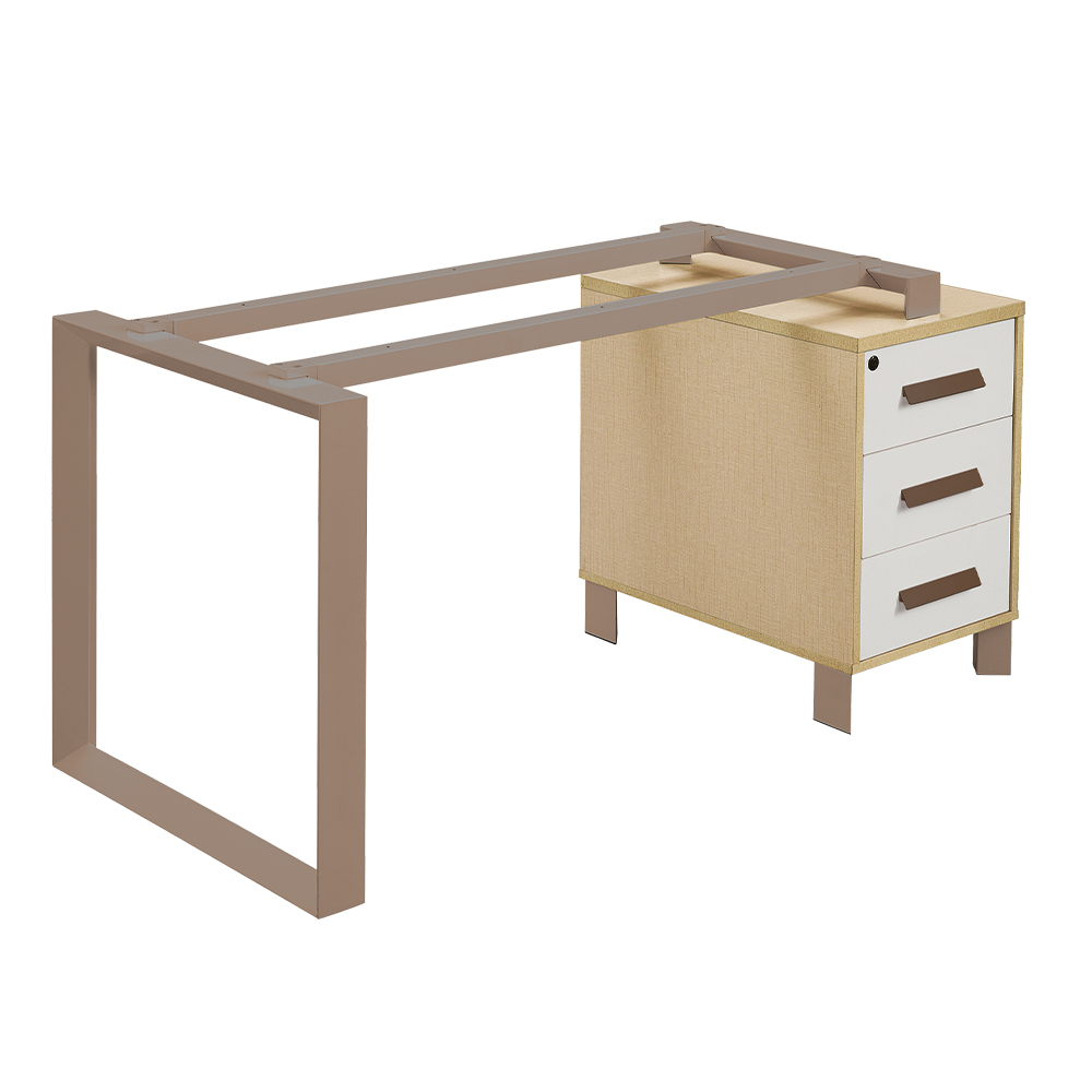 Steel Base For Office Desk; (140x65x75)cm, Light Grey