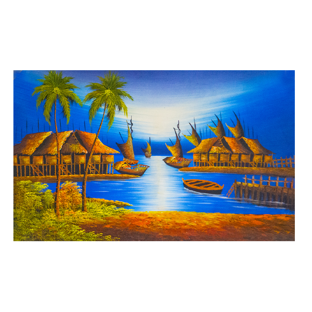 Oil Painting: Beach Design; (80x130x3)cm 1