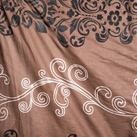 Dance: Ferri: Floral Pattern Furniture Fabric; 140cm, Brown 1