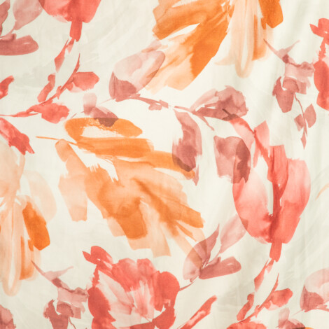 Rosa 3001: Ferri: Floral Furniture Fabric; 280cm, Orange 1