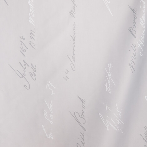 Tana 1003: Ferri: Calligraphy Handwriting Furnishing Fabric; 140cm, Grey 1