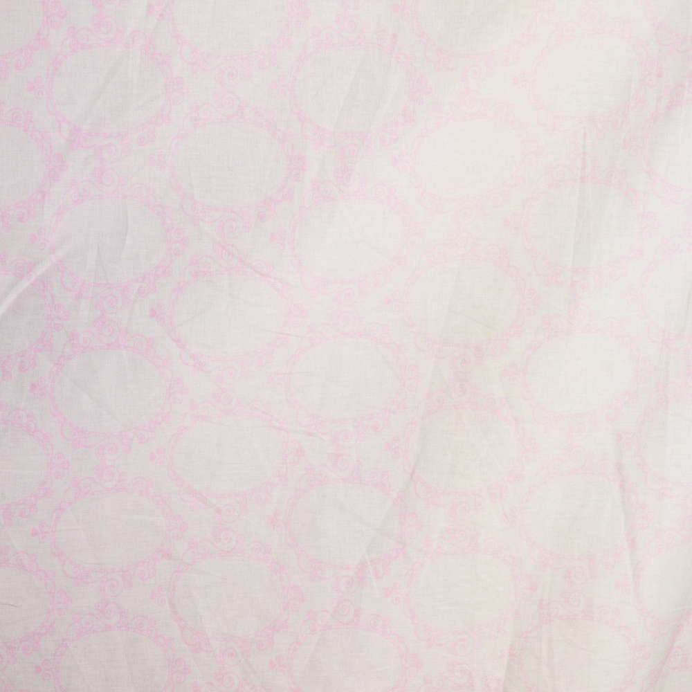 V027010-527: Oval Floral Frames Furnishing Fabric; 280cm, Pink/Cream 1